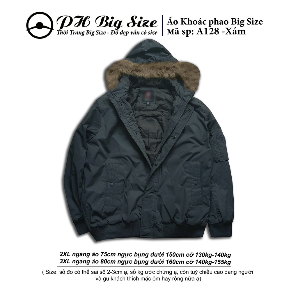 Bigsize (130kg~155kg) Áo Khoác phao ĐẸP mặc ấm size rất to cho khách big size- A128