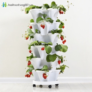 Chậu cây lập thể kiểu xếp chồng trang trí trồng dâu tây/hoa/rau quả