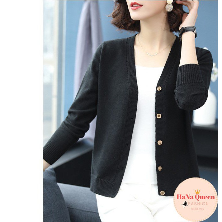 [Sẵn Hàng] Áo len cardigan dáng ngắn,áo khoác len nữ dáng basic chất đẹp