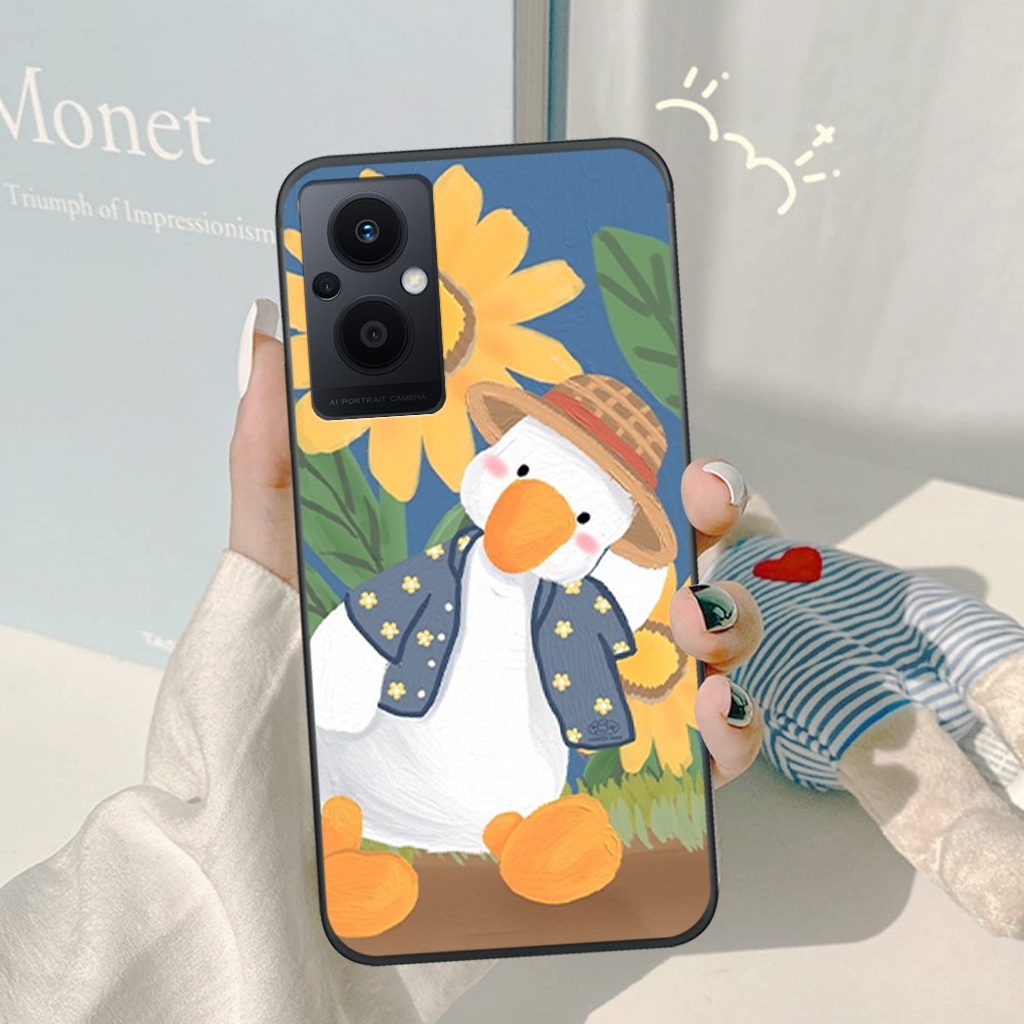 Ốp lưng Oppo Reno 7 5G/ Reno 7Z 5G chú vịt đáng yêu, lucky duck, ốp cặp đôi dễ thương