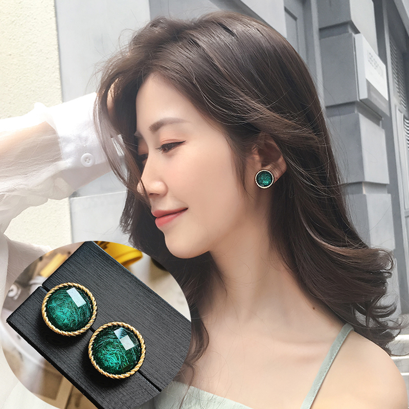 Bông Tai Bạc 925 Đính Đá Opal Đơn Giản Phong Cách Hàn Quốc