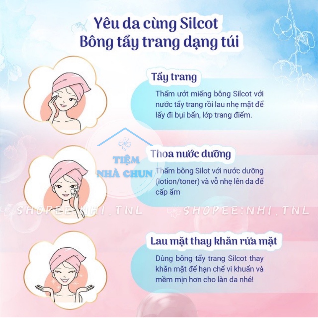 Bông Tẩy Trang (Bông Trang Điểm) Silcot Nhật Bản hàng nhập khẩu chính hãng