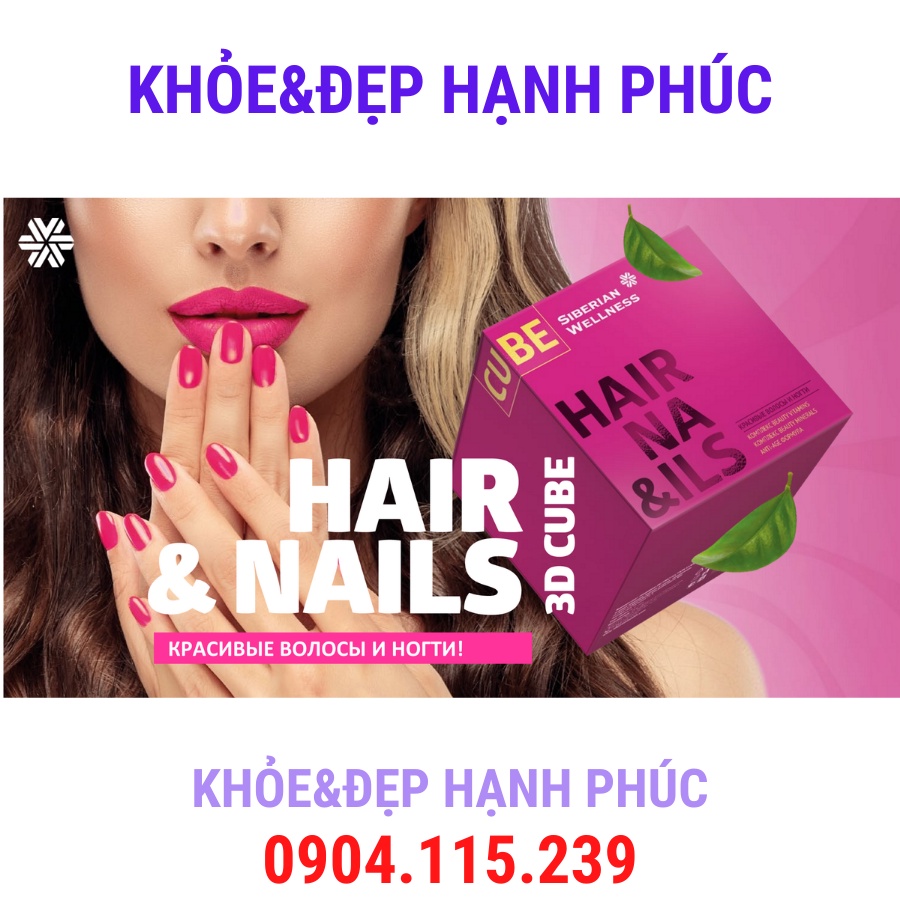 [ 3D hairnail hỗ trợ móng, tóc ] Thực phẩm bảo vệ sức khỏe 3D Hair &amp; Nails Cube – 30 gói/hộp – 3 viên/túi