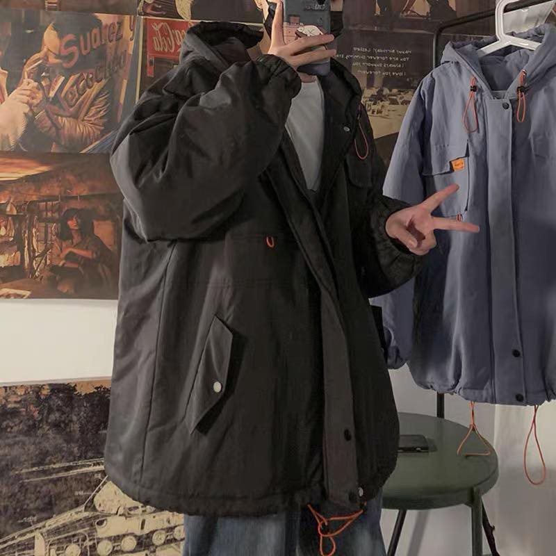 Áo Khoác Chần Bông Black Jacket, JACKLANE , Áo khoác dài tay Unisex Jack Lane dày nhiều lớp có túi và dây rút | BigBuy360 - bigbuy360.vn