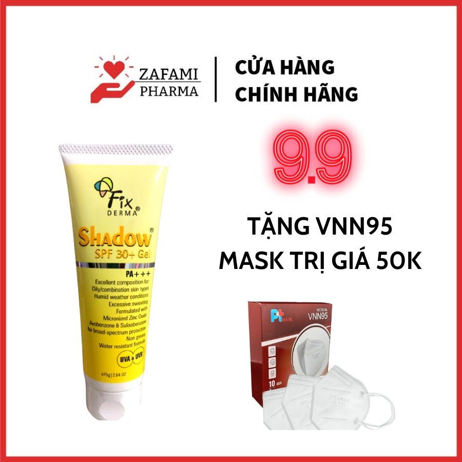 Kem chống nắng phổ rộng Fixderma Shadow toàn thân SPF30+ cho da dầu (75g) Zafami Pharma