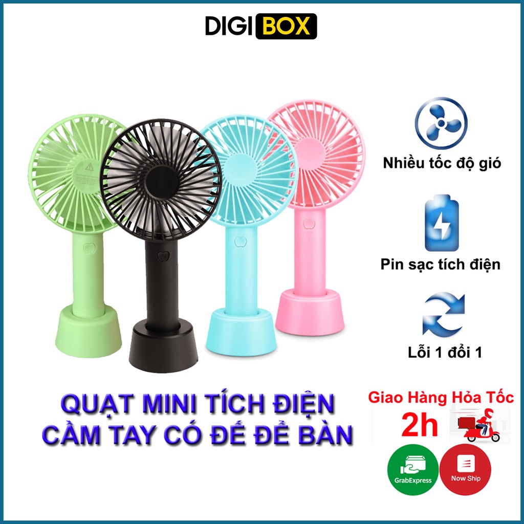 Quạt mini tích điện cầm tay có đế để bàn 3 tốc độ gió N9