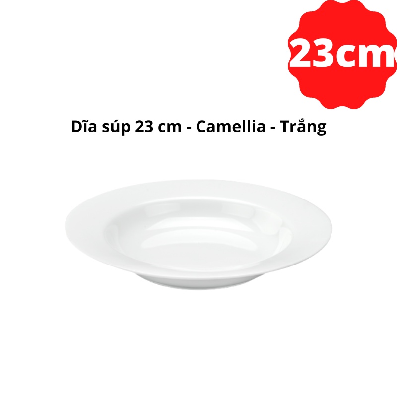 Đĩa súp 23 cm Camellia - Trắng