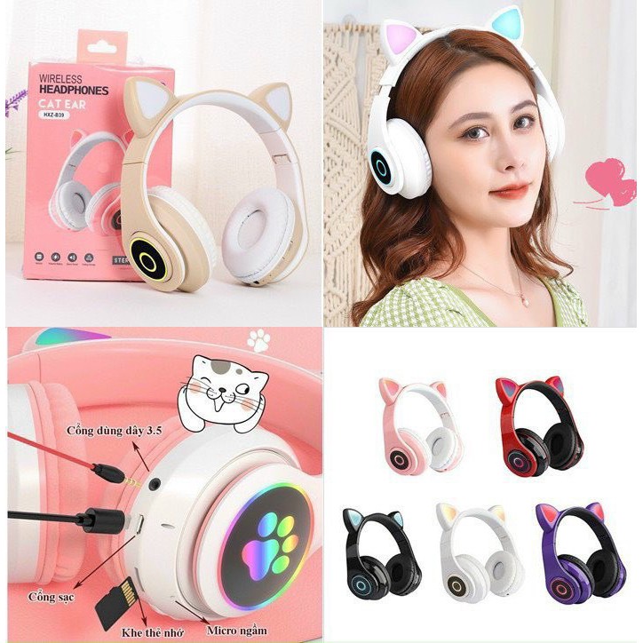 [Rẻ nhất Shoppe] Tai Nghe Mèo Kết Nối Bluetooth Chụp Tai,Headphone Tai Mèo Dễ Thương Có Mic,Âm Bass Mạnh - BH 12 tháng | BigBuy360 - bigbuy360.vn