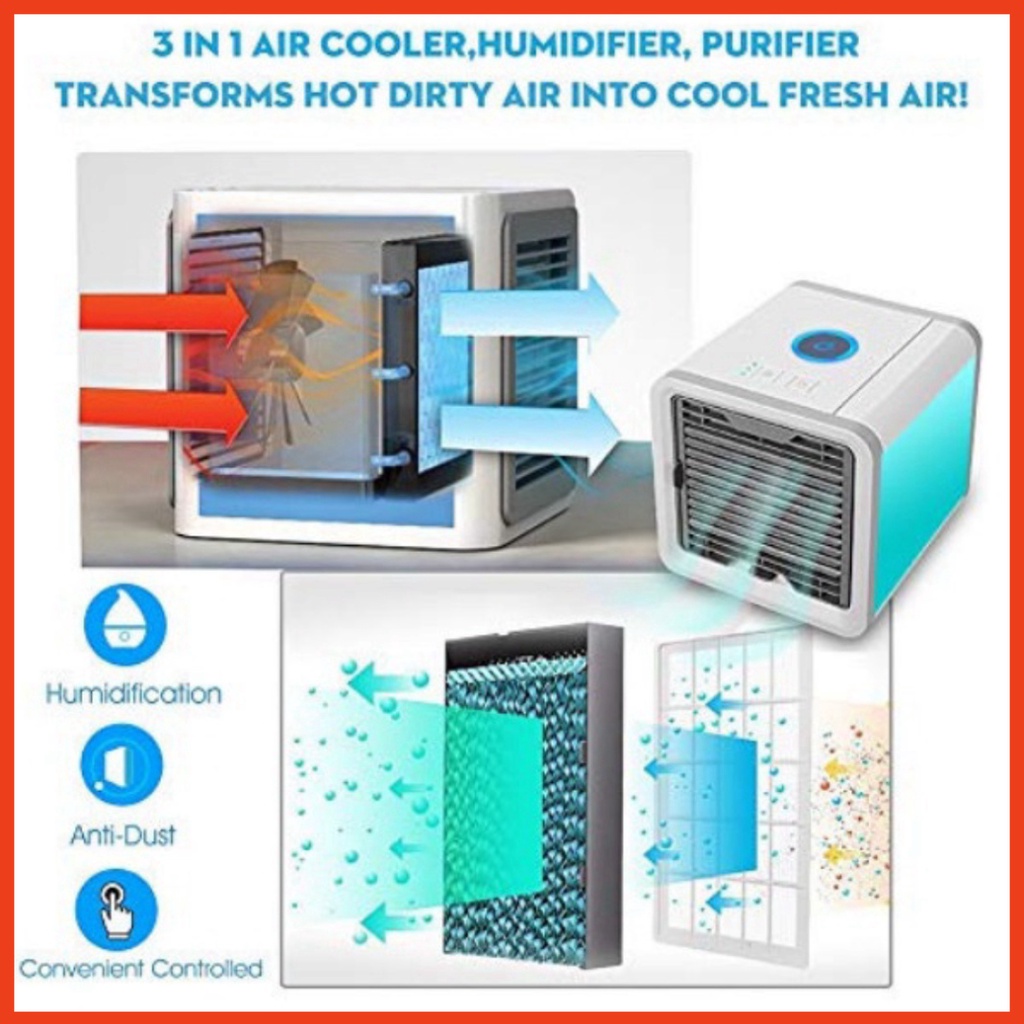 Quạt Đá Điều Hòa Hơi Nước Mini - Quạt Điều Hòa Mini Có Khay Chứa Đá Mát Lạnh