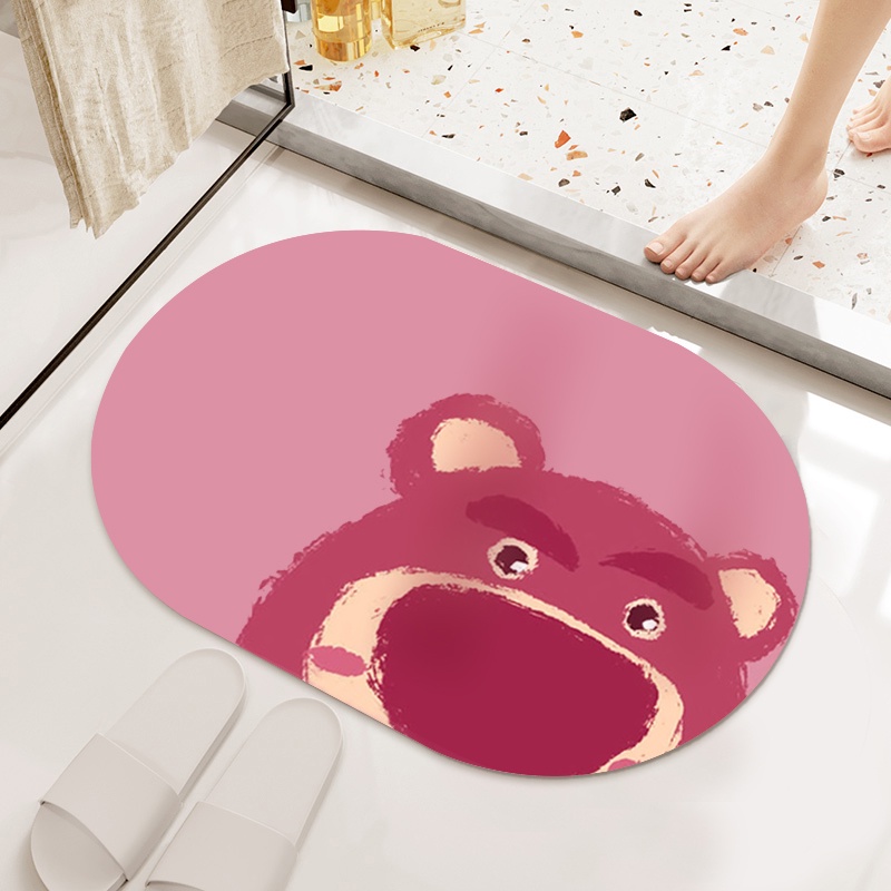 Thảm lót sàn Thấm Hút Nước Chống Trượt Hình Gấu Dâu Tây Đáng Yêu