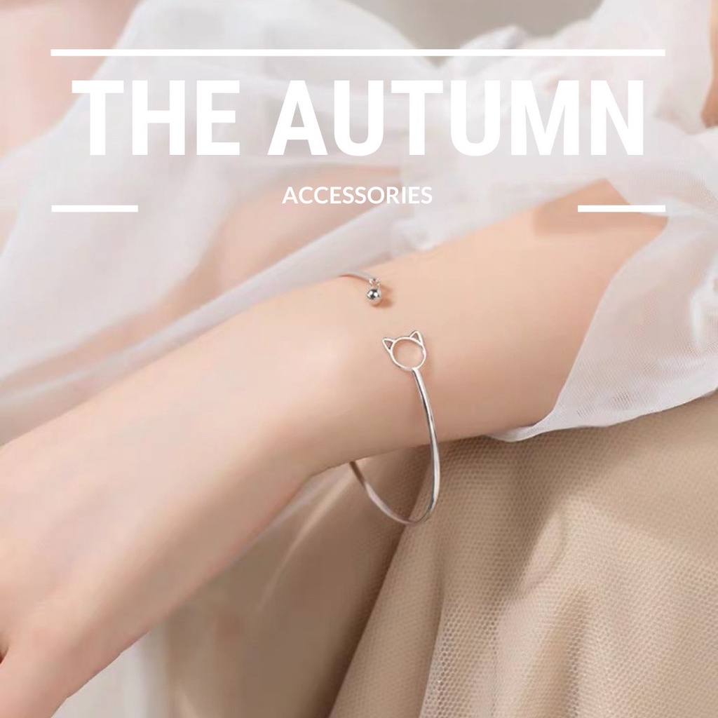 Lắc tay hình mèo mạ bạc s925 The Autumn Accessories - VT09