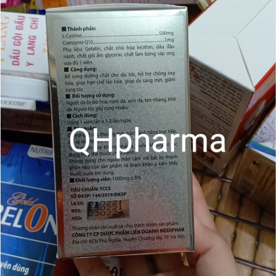 Viên uống L-CYSTINE with coenzyme q10 hộp 60 viên giúp đẹp da,giảm rụng tóc