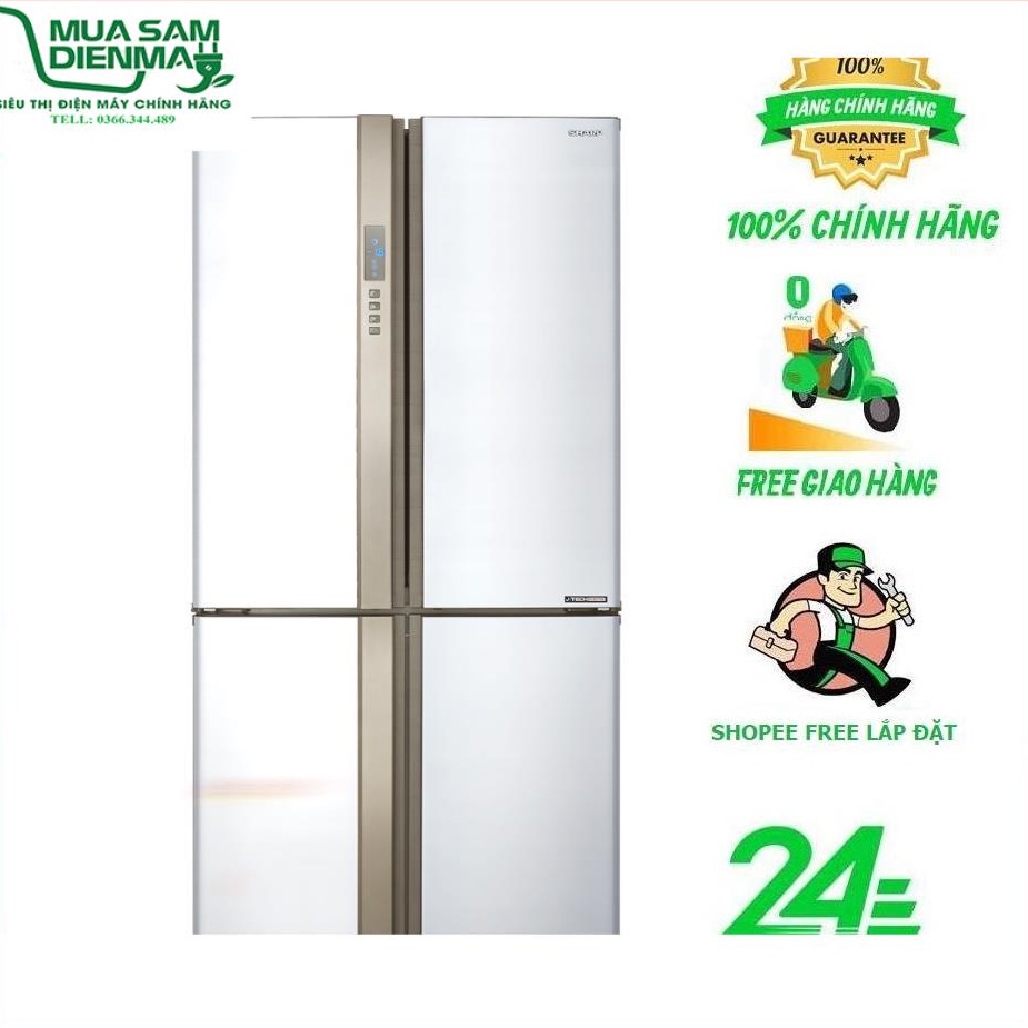 Chỉ giao tại HN- MIỄN PHÍ CÔNG LẮP ĐẶT - Tủ lạnh Sharp Inverter 678 lít SJ-FX680V-WH
