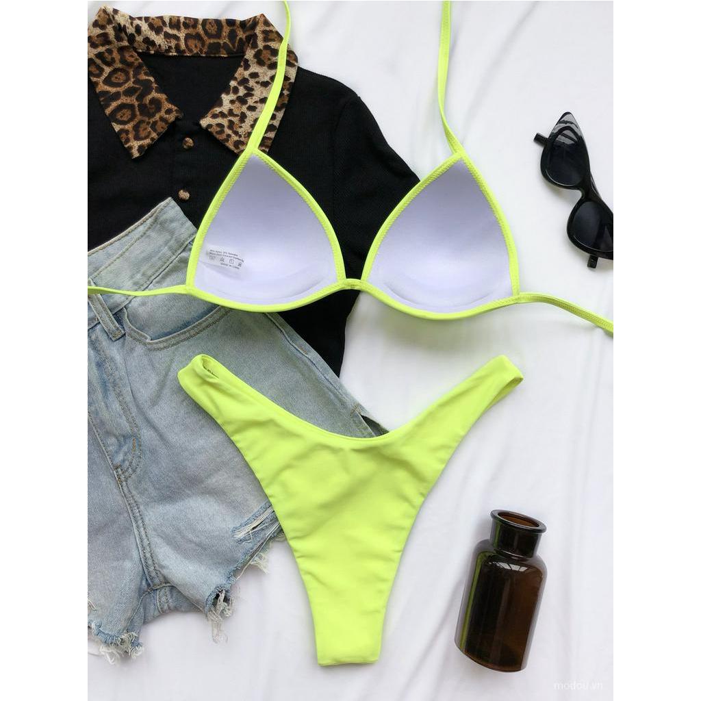 Bikini màu trơn có đệm nâng ngực quyến rũ cho nữ