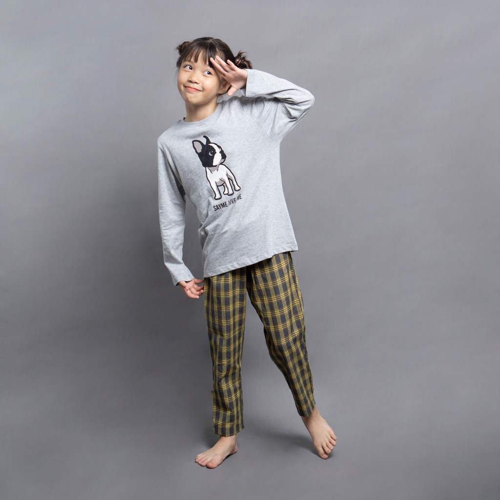 Bộ mặc nhà trẻ em SAYME bộ đồ ngủ cotton dài tay ấm áp thoải mái KBST0005-6