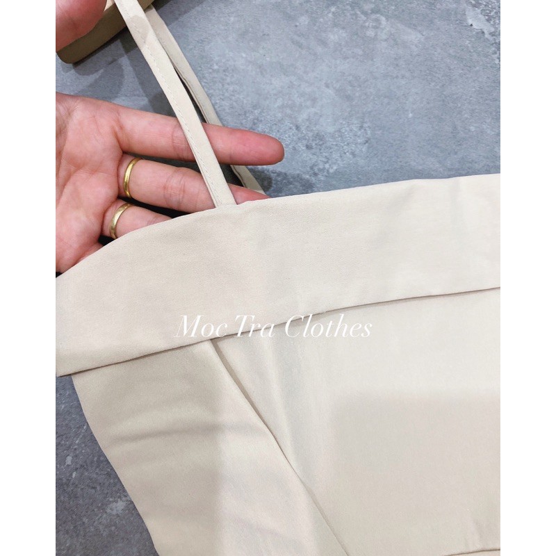 Đầm hai dây WASABI DRESS màu kem thiết kế xoè nhẹ tiểu thư có lót quần, Váy 2 dây nữ dự tiệc dáng ngắn rẻ đẹp | BigBuy360 - bigbuy360.vn