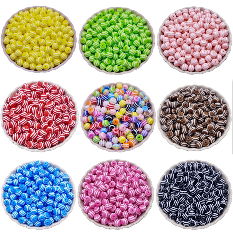 Set 50 Hạt Nhựa 6mm Màu Sắc Cầu Vồng Dùng Làm Trang Sức Vòng Tay/ Vòng cổ DIY