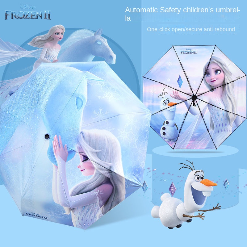 ♛Dù Gấp Tự Động Chống Nắng In Hình Công Chúa Elsa Cho Bé Gái Tiểu Học