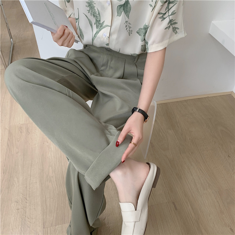 Quần Ống Rộng Lưng Cao Màu Trơn Kiểu Hàn Quốc 41659 | BigBuy360 - bigbuy360.vn
