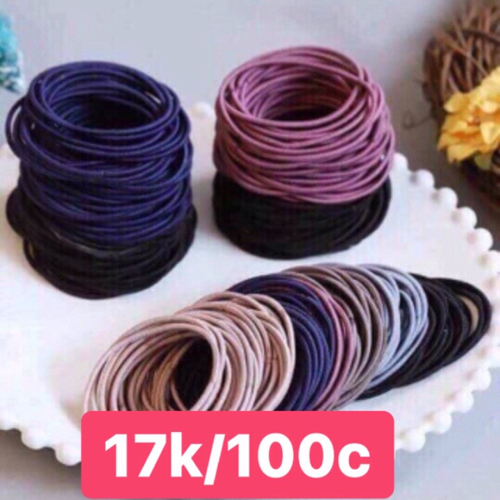 Set 100 dây chun (thun) buộc tóc tiện lợi giá rẻ