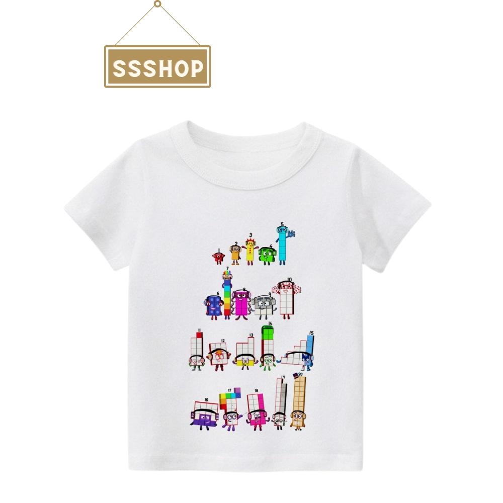 Áo thun bé trai và bé gái in hình numberblocks , Chất liệu cotton thoáng mát mềm mịn, Hình in không bong tróc SSSHOP 01