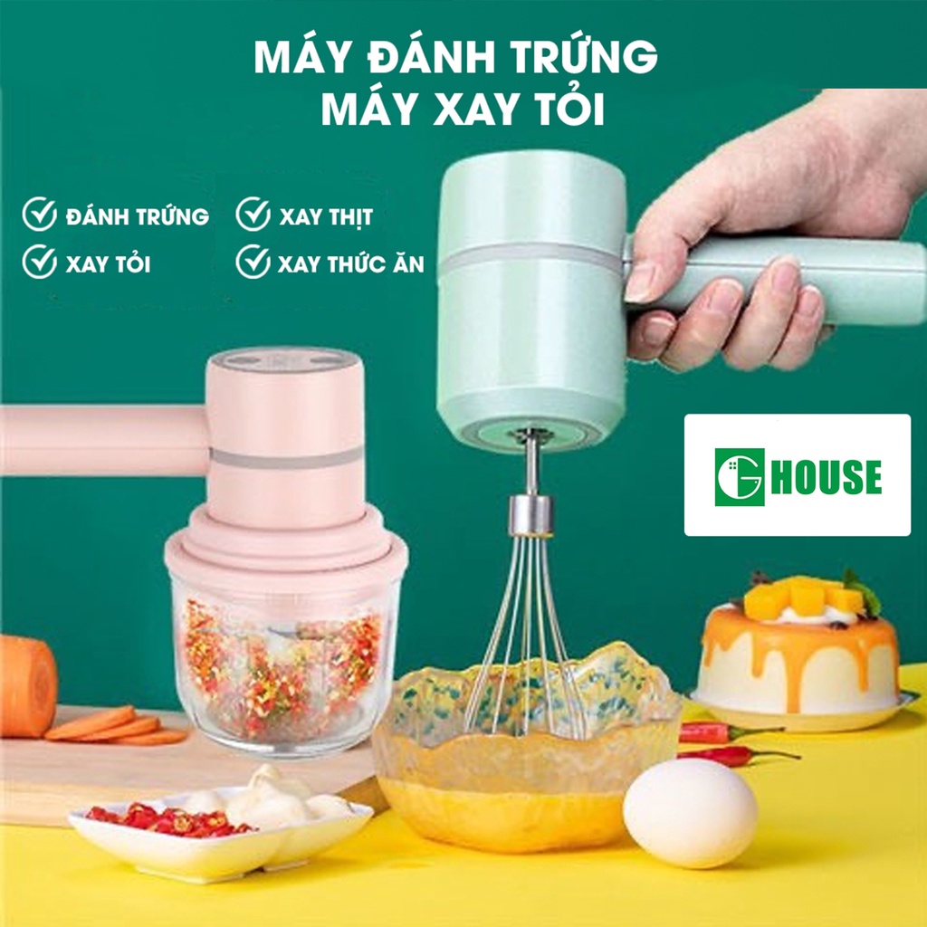 [Mã BMBAU50 giảm 7% đơn 150K] Máy Đánh Trứng Cầm Tay Đa Năng 3 Trong 1 G-HOUSE