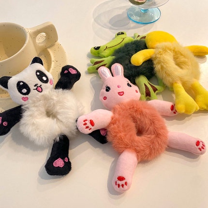 Dây buộc tóc co giãn phối lông hình thỏ dễ thương cho nữ