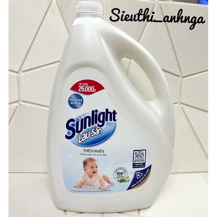 Nước Lau Sàn Sunlight 3,6Kg Can Xanh/Trắng/Hồng/Quế ( Mẫu Mới )