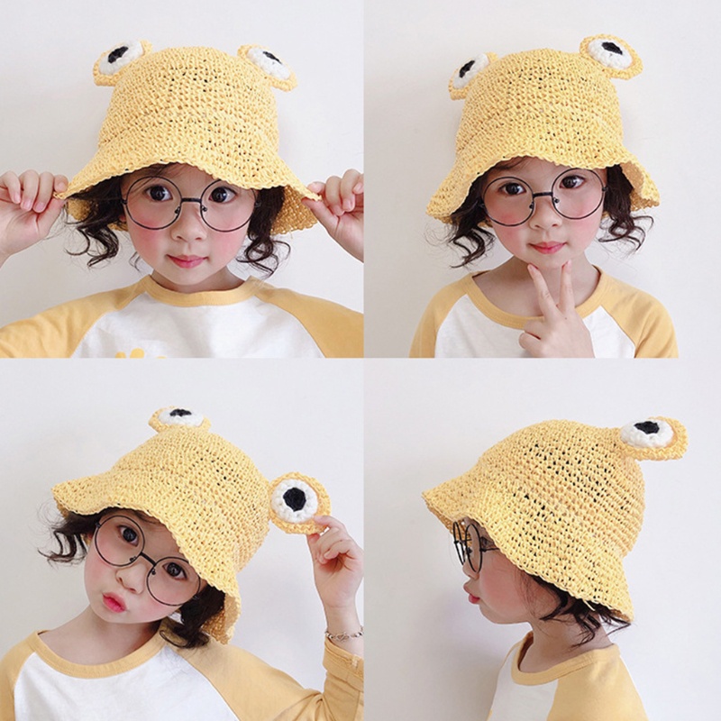 Nón Cối Rộng Vành Chống Nắng Họa Tiết Hoạt Hình Dễ Thương Cho Bé