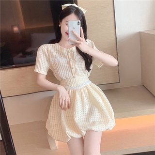 Set đầm váy phồng thun cotton gân