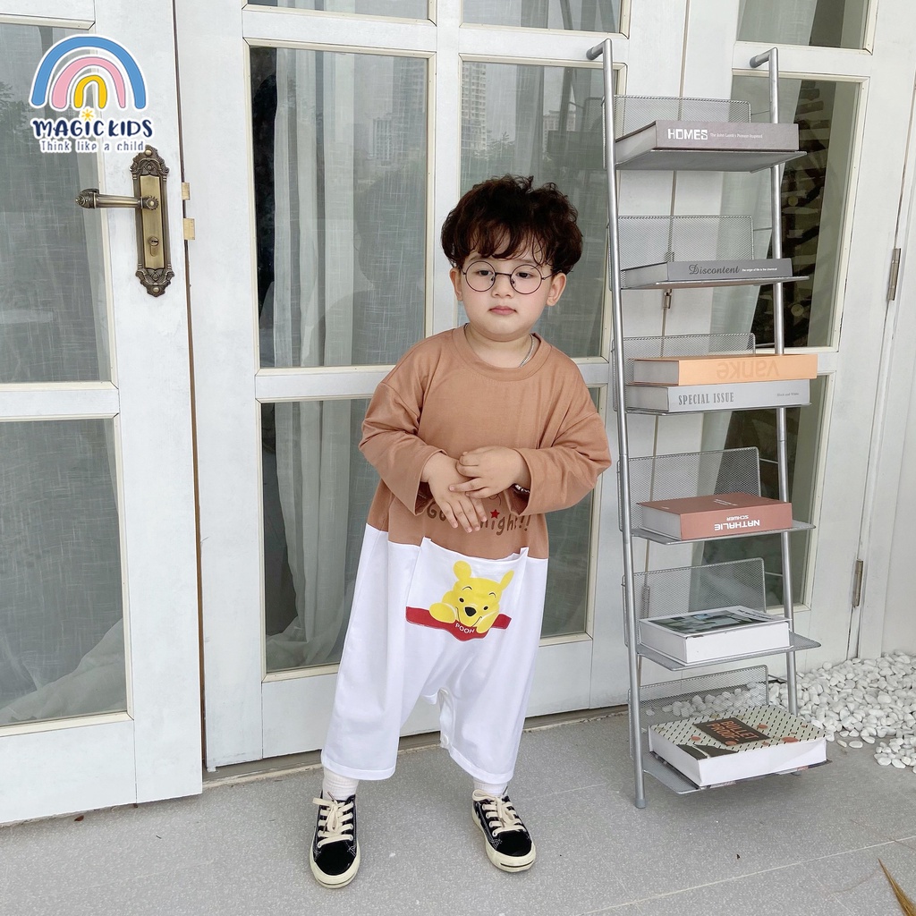 Bộ đồ ngủ dài tay dáng rộng cotton cho bé Magcikids Quần áo bé trai thấm hút mồ hôi Bl21002