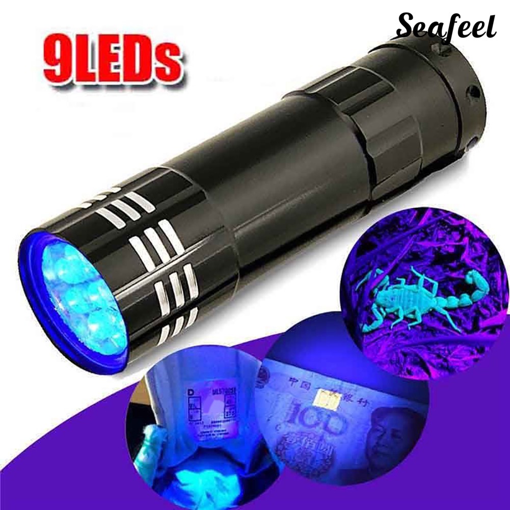 [Hàng mới về] Đèn pin tia cực tím UV với 9 bóng LED đa năng