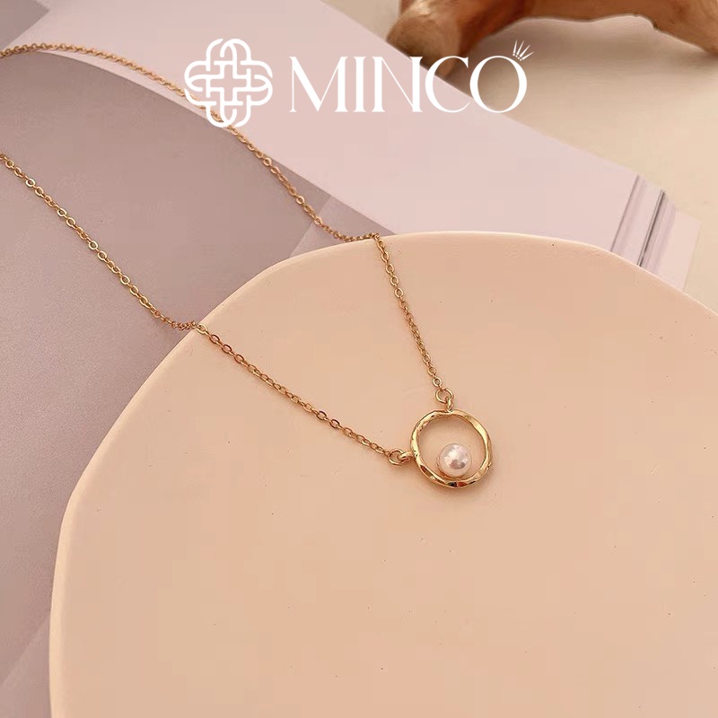Dây chuyền nữ mặt phối hạt ngọc trai nhân tạo Minco Accessories Vòng cổ Nữ phong cách tiểu thư DT123