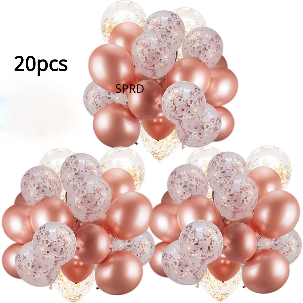 Set 20 Bong Bóng Latex 12&quot; Màu Vàng Hồng Trang Trí Tiệc