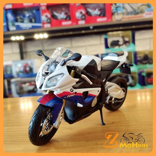 XE MÔ HÌNH MOTO Siêu Xe BMW S1000RR TRẮNG XANH - MAISTO tỷ lệ 1:12