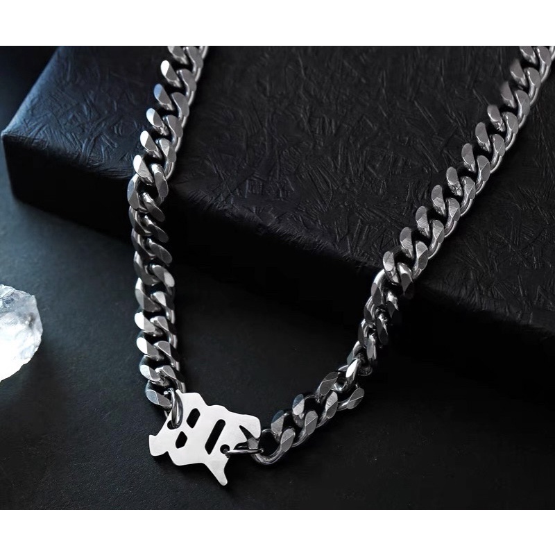 Vòng cổ thép titan không gỉ chuỗi dây xích Cuban 7mm tạo kiểu Đơn Giản kí hiệu chữ Misbhv phong cách Hiphop