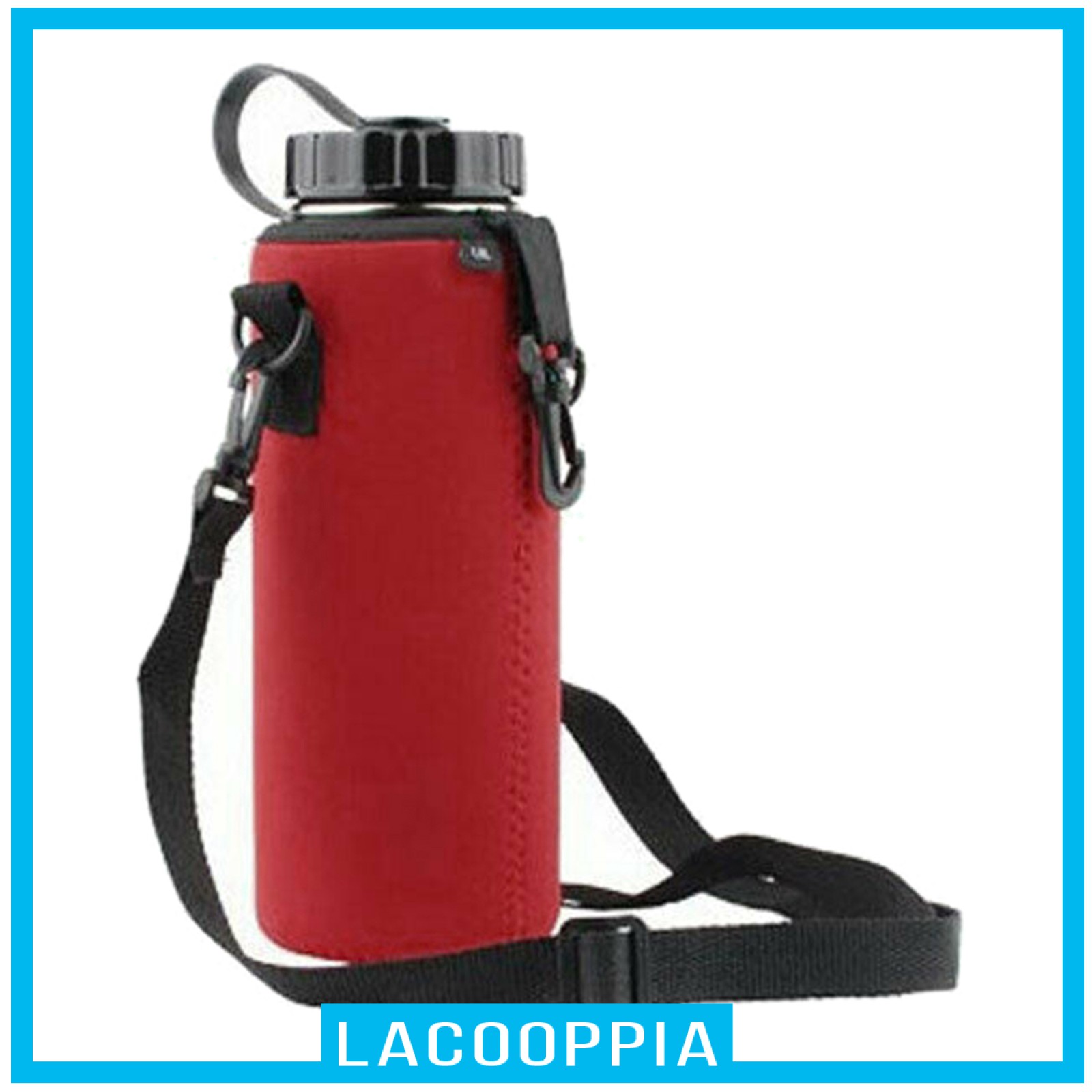 [LACOOPPIA] 750ML Neoprene Water Bottle Carrier Insulated Cover Bag Pouch with Strap &amp; Hook