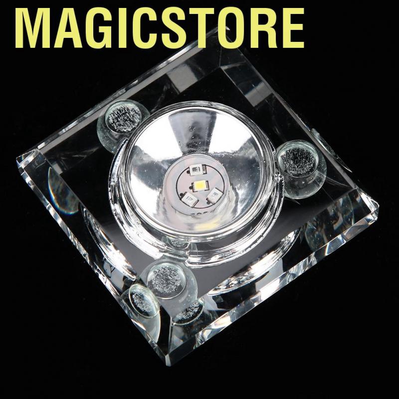 giá đỡ điện thoại hình viên pha lê 3D dáng vuông có đèn Led 7 và dây cáp cổng USB dùng để trang trí