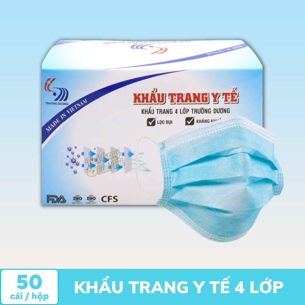 Khẩu trang y tế 4 lớp cao cấp chống bụi kháng khuẩn Trường Dương hộp 50 Cái - Thú Cưng Của Tui