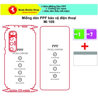 Miếng dán PPF Mi 10s Bảo vệ lưng máy, màn hình khỏi trầy xước, xỉn màu