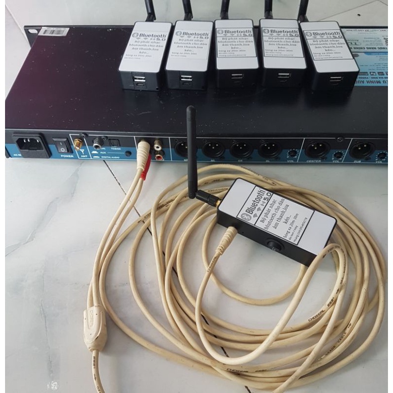 Bluetooth thu nhạc từ điện thoại loptop phát nhạc ra dàn loa thích hợp pin sạc