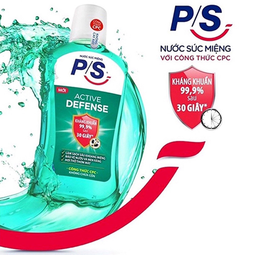 Nước súc Miệng P/S Active Defense, Chuyên gia kháng khuẩn 99,9 %