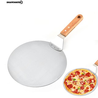Xẻng xúc bánh pizza inox đế tròn cán gỗ