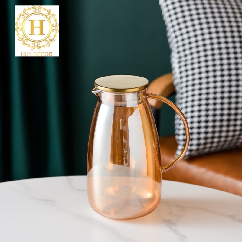 Bình đựng nước thuỷ tinh chịu nhiệt 01t và 07t trang trí , Bình thuỷ tinh Huydecor