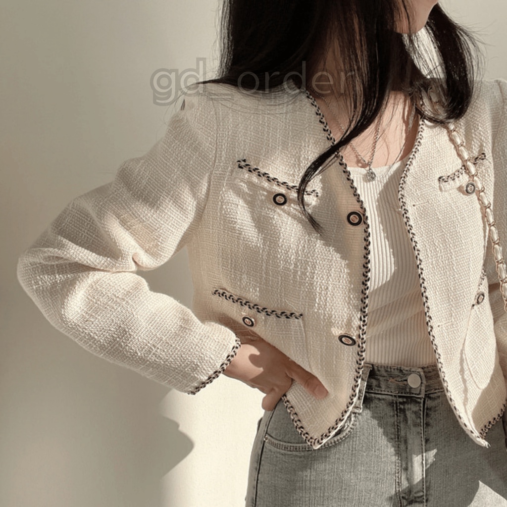 K96|Áo khoác blazer dáng ngắn cá tính cho nữ dài tay công sở thanh lịch gd_order