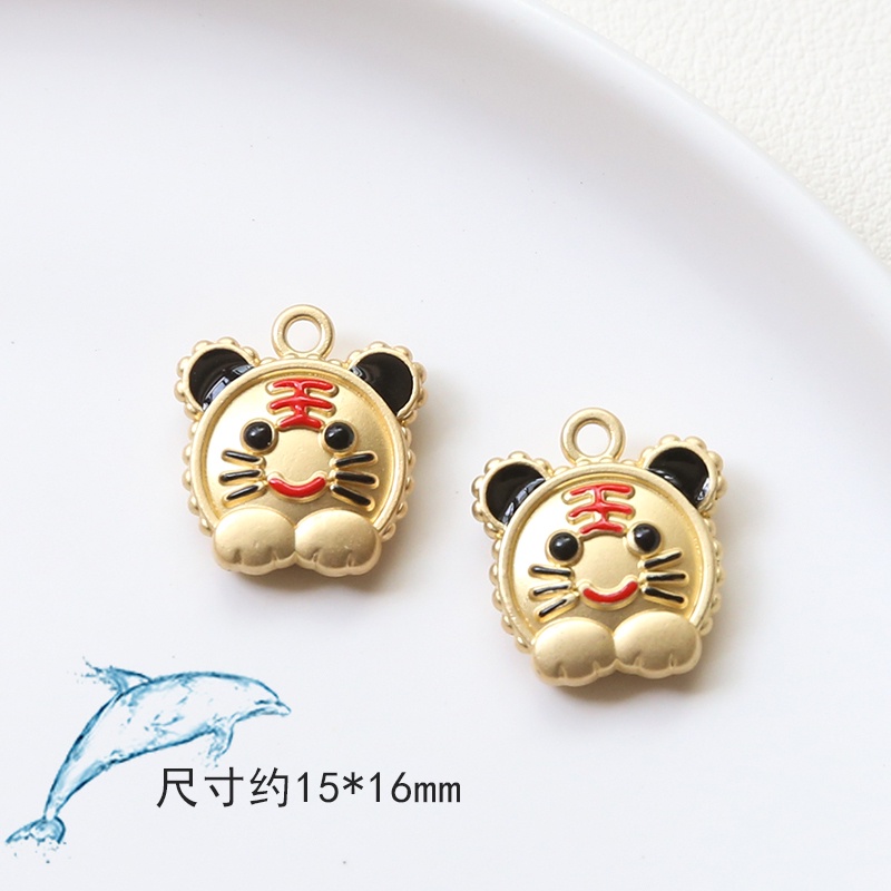 Phụ Kiện Làm Trang Sức Thủ Công Hình Đầu Hổ Năm Cánh Bằng Vàng Châu Á / Móc Khóa / Túi May Mắn