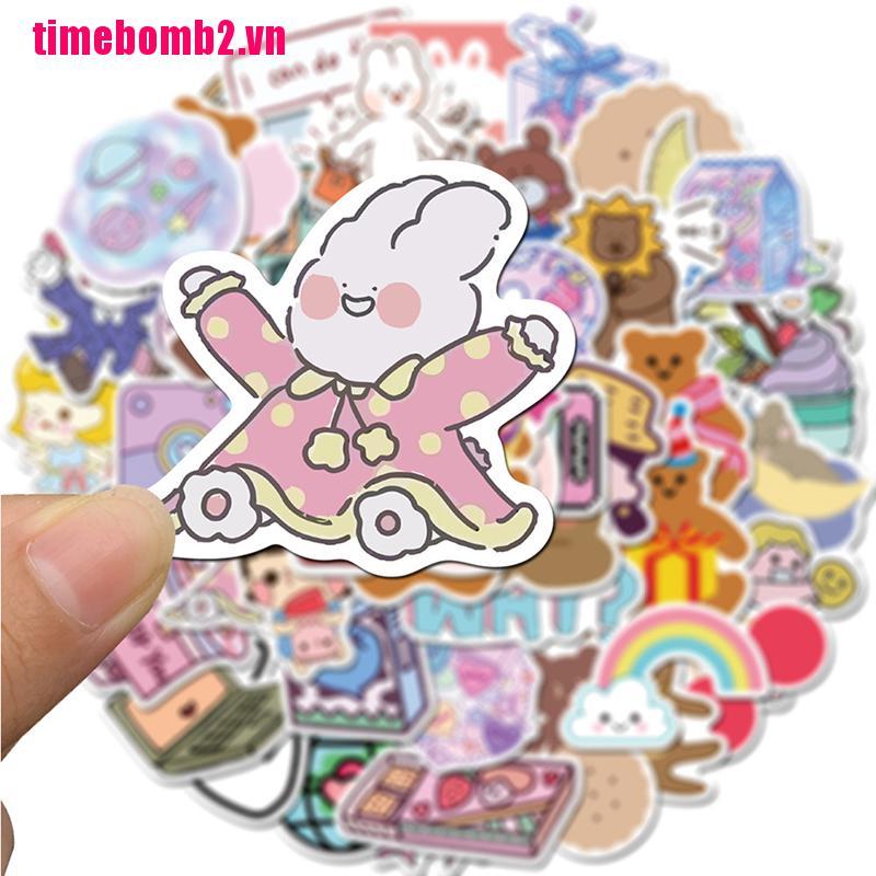 50 Miếng dán trang trí hình gấu và các họa tiết hoạt hình kiểu Hàn Quốc dễ thương