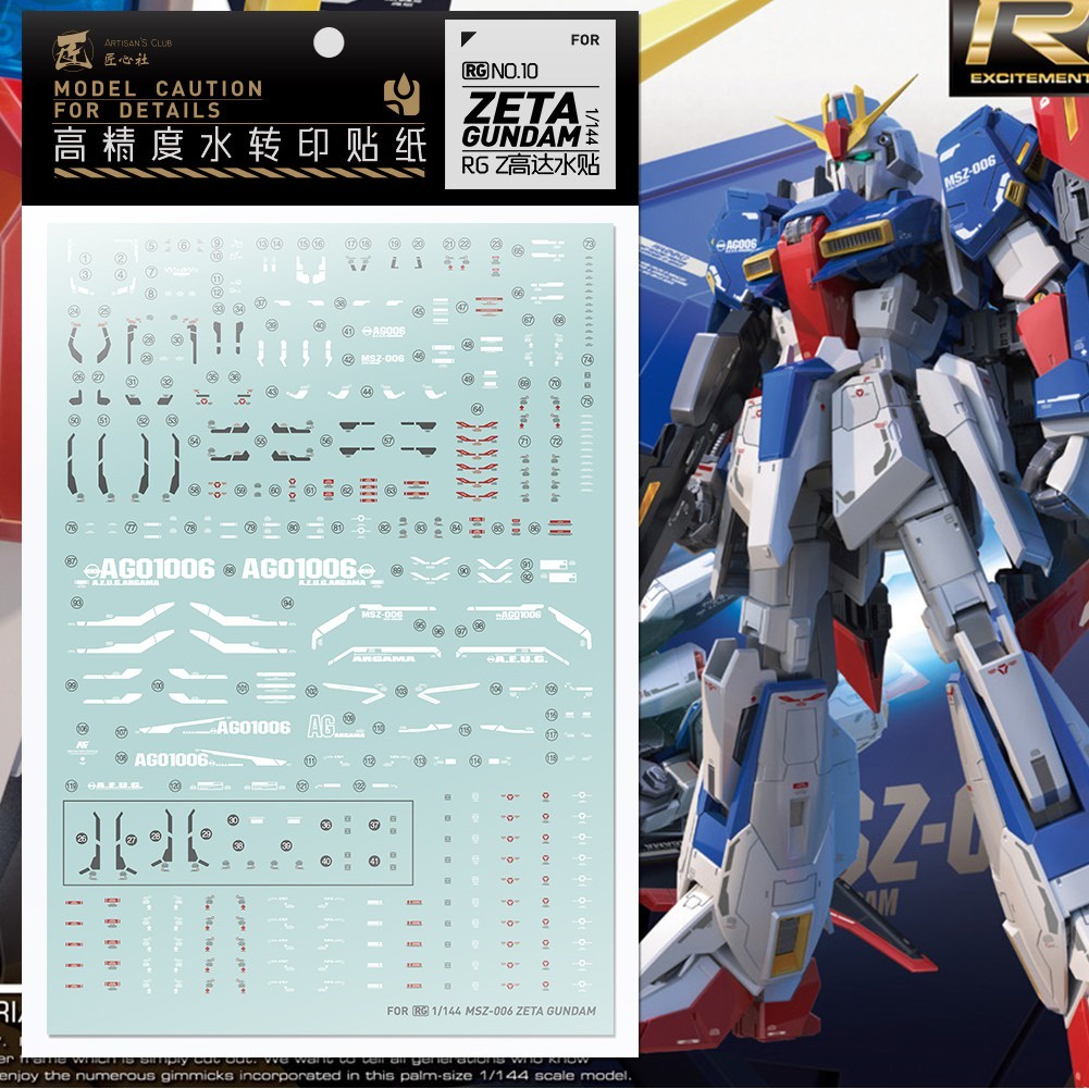 Decal nước dán mô hình Zeta gundam PLUS A1 C1 Z3 Red PG MG RG HG ver Ka các loại Water sticker