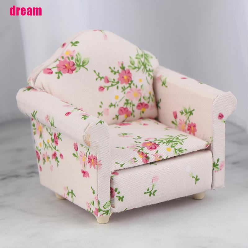 Bộ 3 Mô Hình Ghế Sofa Gỗ Với 4 Đệm Mini Tỉ Lệ 1: 12 Trang Trí Nhà Búp Bê