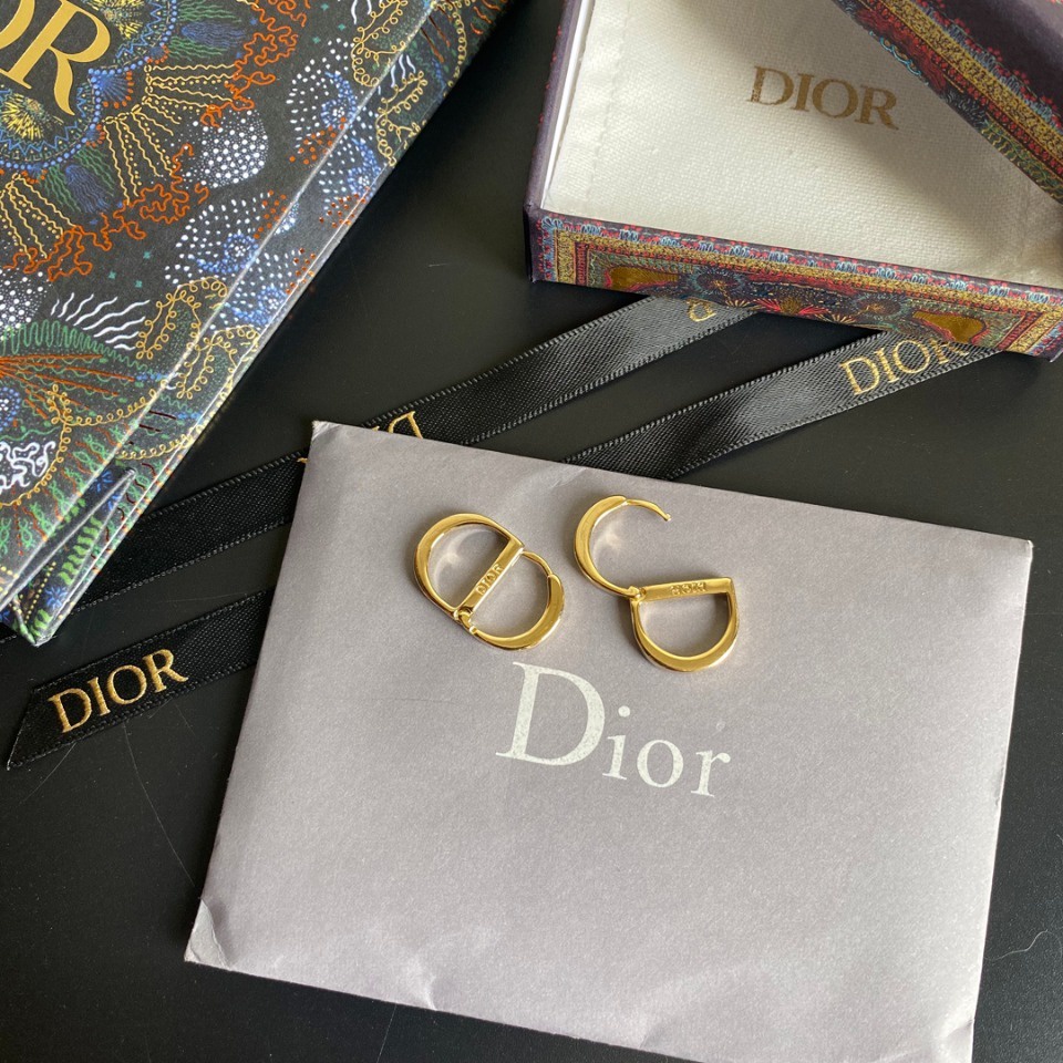 Bông tai nữ Dior mạ bạc 925 thiết kế chữ CD đơn giản phong cách Hàn Quốc
